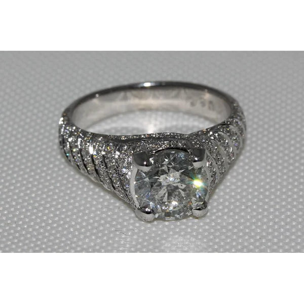 3.50 Ct. Real Natural Earth Mined Diamond Engagement Ring Micro Pave Gold Ring