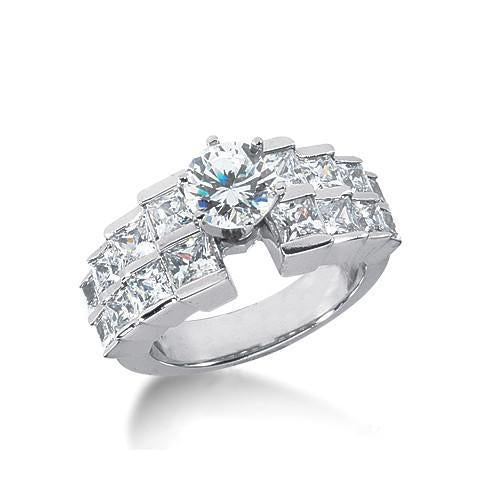 3.51 Carat Genuine Diamond Solitaire With Accents Anniversary Ring