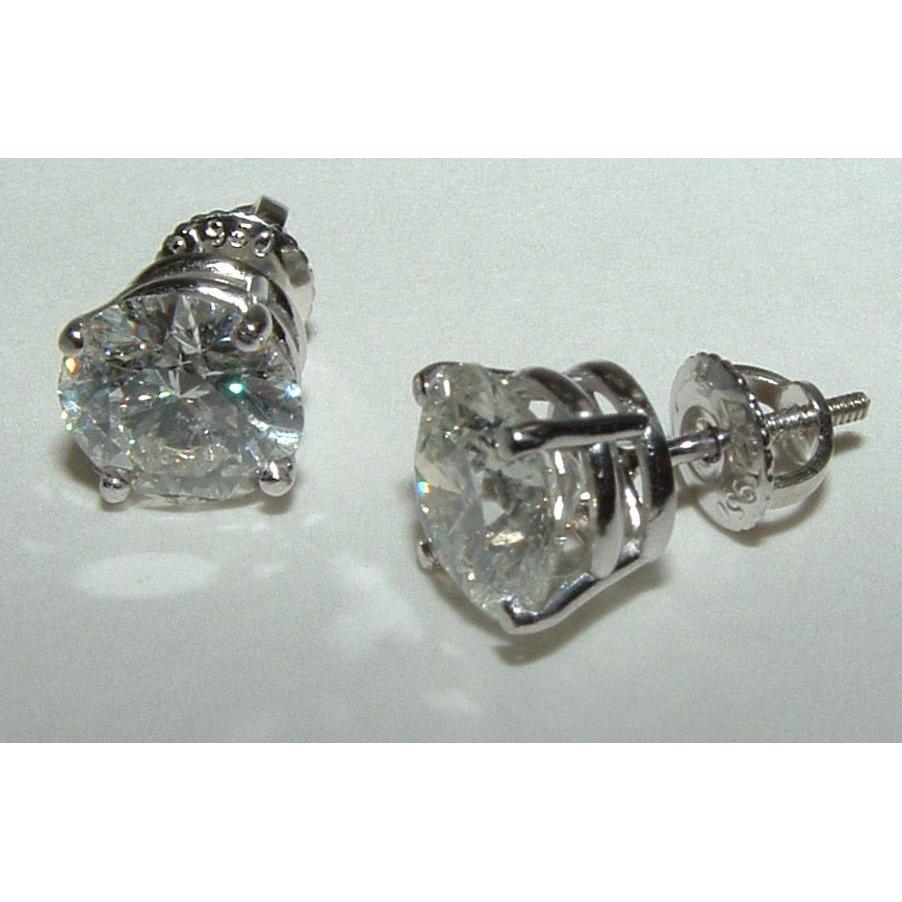 3.51 Carat Real Natural Earth Mined Diamond Stud Earrings Earring Solitaires