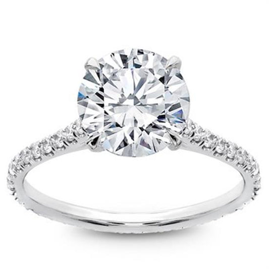 3.51 Ct Solitaire Accented Brilliant Cut Genuine Diamonds Wedding Ring