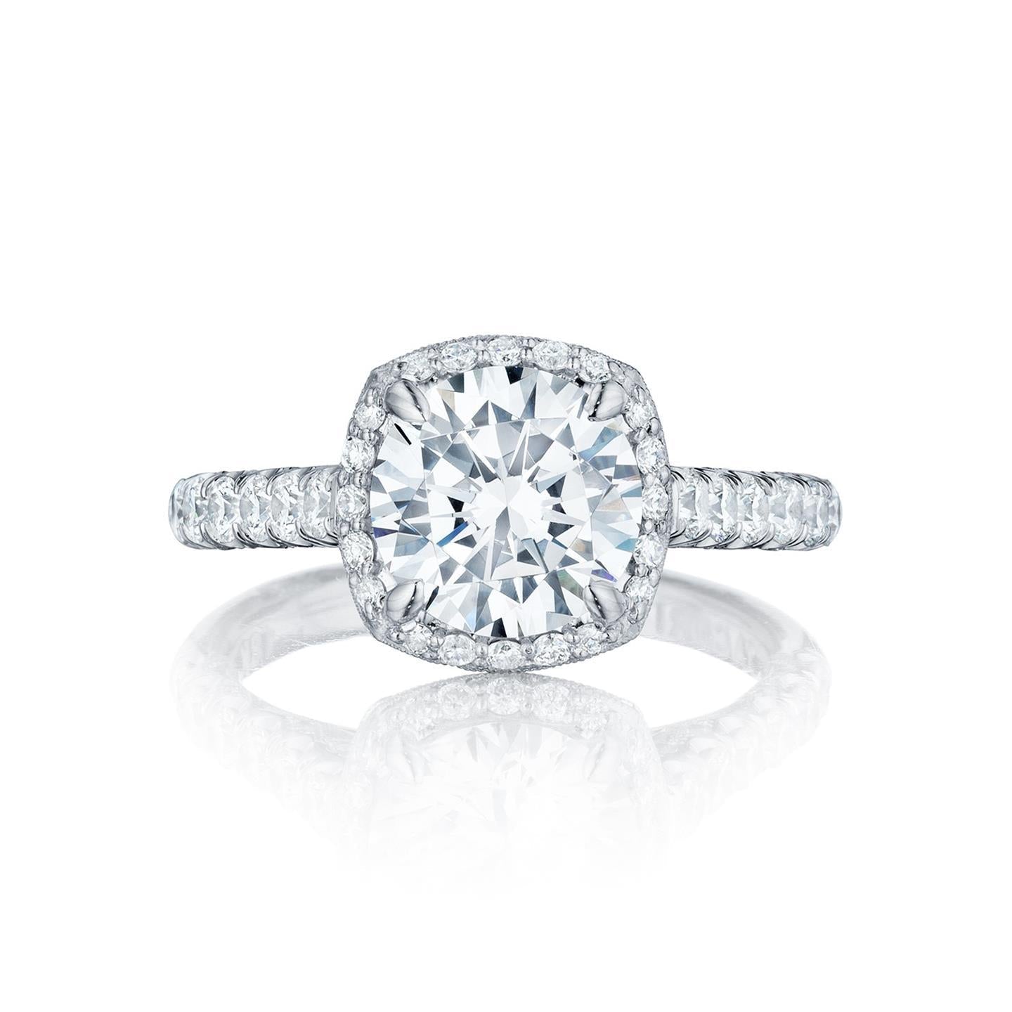 3.55 Carats Halo Real Diamond Ring White Gold 14K