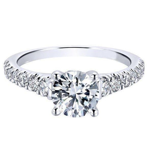 3.55 Carats Round Real Diamond Engagement Ring White Gold 14K