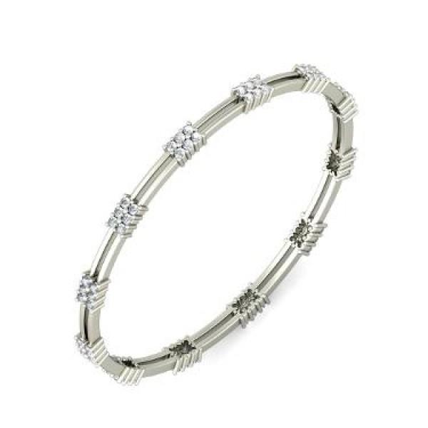 3.60 Ct Natural Round Diamond Bangle 14K White Gold Jewelry