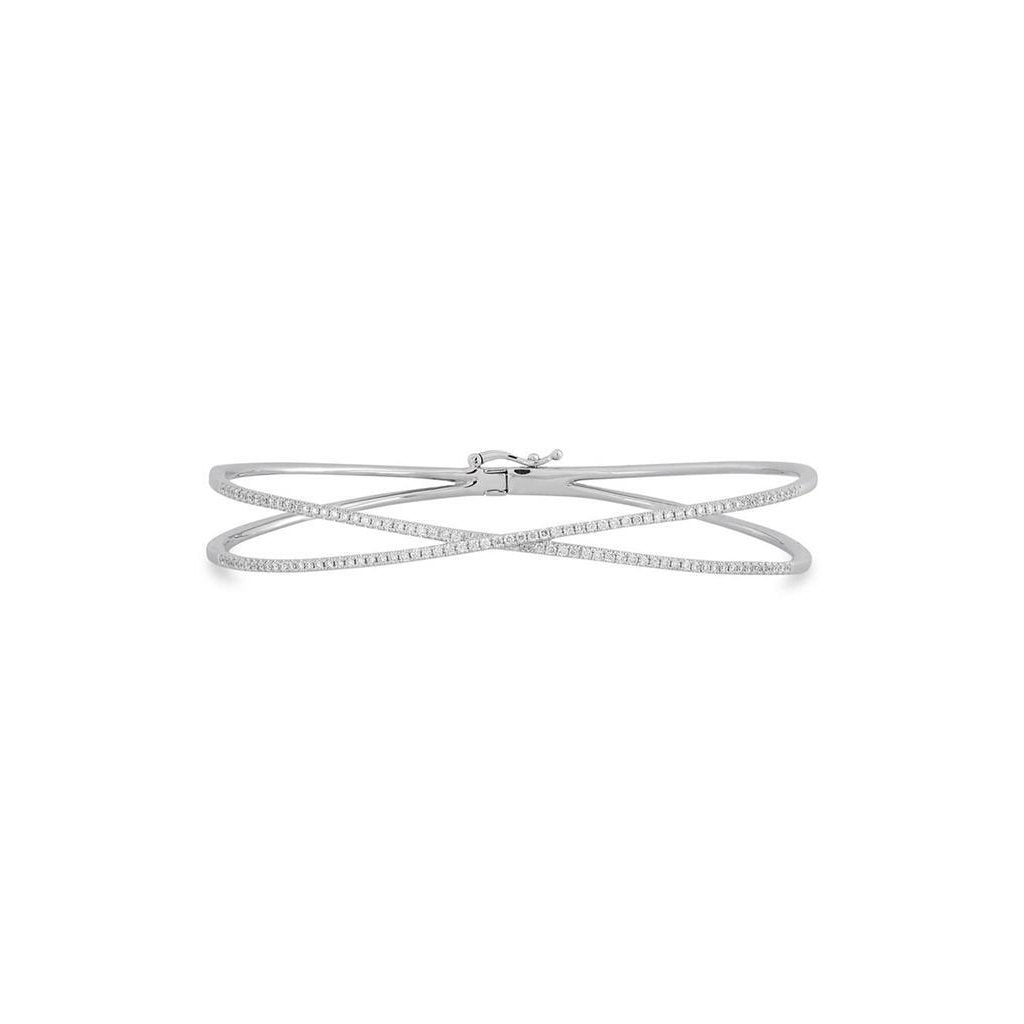3.60 Ct Round Cut Real Diamonds Women Bangle 14K White Gold