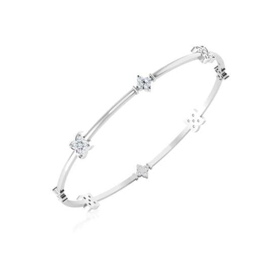 3.60 Ct Round Genuine Diamond Women Bangle 14K White Gold