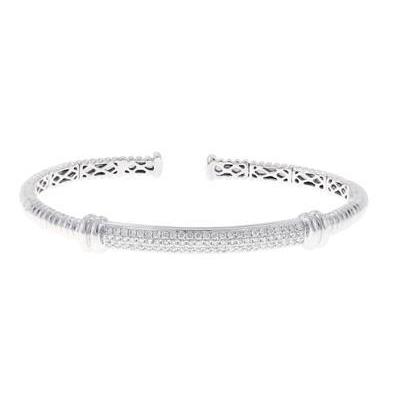 3.75 Ct Natural Brilliant Diamond Ladies Bangle 14K White Gold