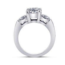 3.76 Carat Round Real Diamond Three Stone Style Engagement Ring
