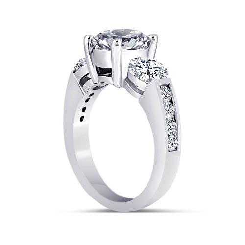 3.76 Carat Round Real Diamond Three Stone Style Ring Jewelry
