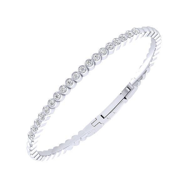 3.80 Carats Round Real Diamond Women Bangle White Gold 14K