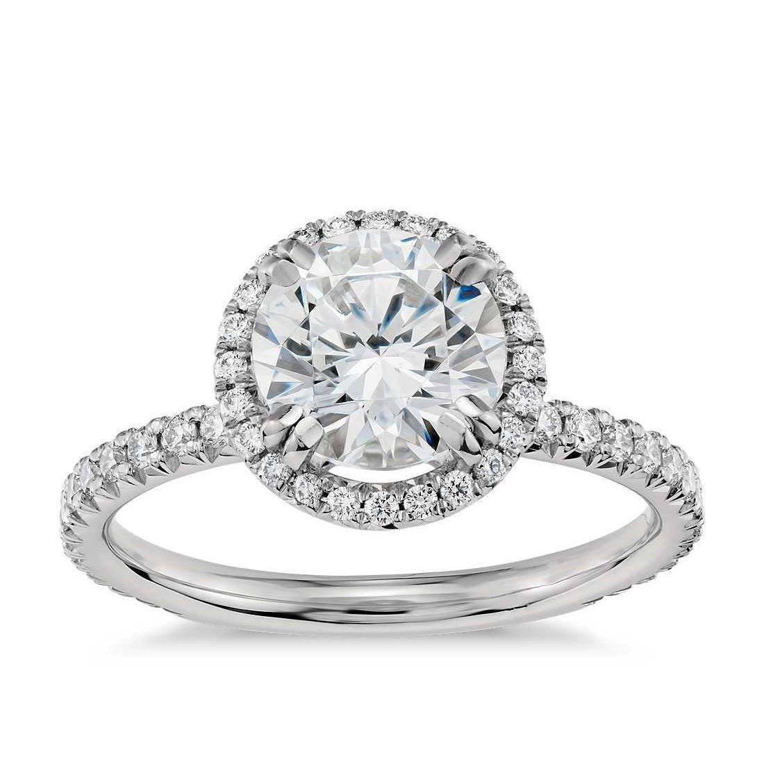 3.90 Carats Brilliant Cut Sparkling Natural Earth Mined Diamond Engagement Ring Halo