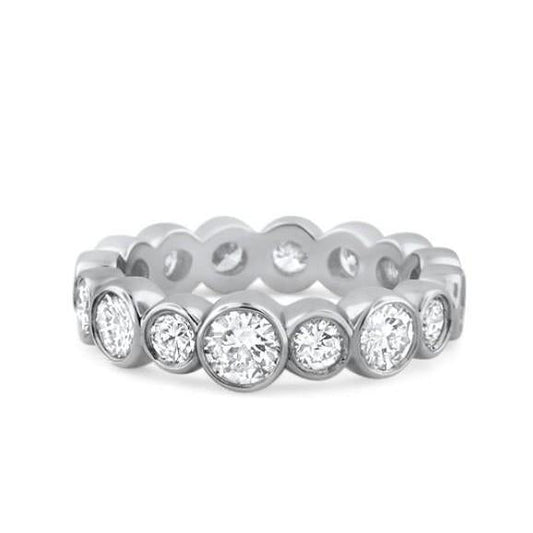 3 Carats Bezel Set Round Cut Real Natural Earth Mined Diamond Wedding Band