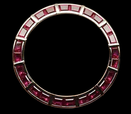 3 Carats Ruby Stainless Steel Bezel With Bars To Fit Rolex 36mm Watch