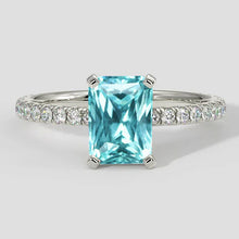 3ct Cushion Paraiba Ring with Diamond Shank