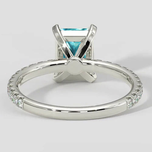 3ct Cushion Paraiba Ring with Diamond Shank