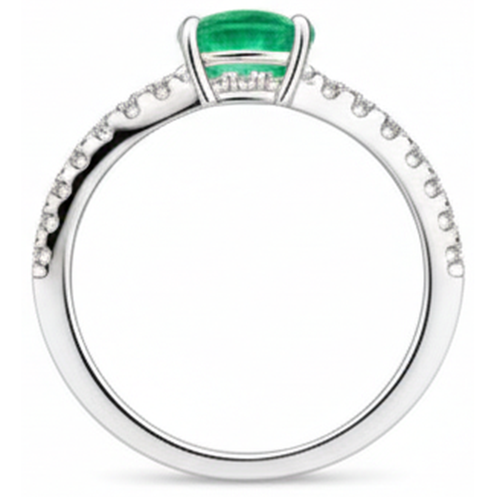 4.25 Ct Oval Cut Green Emerald With Natural Earth Mined Diamond Ring Gold