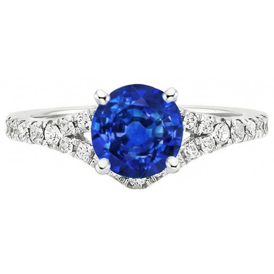 natural round sapphire 4.35ct ring side angle