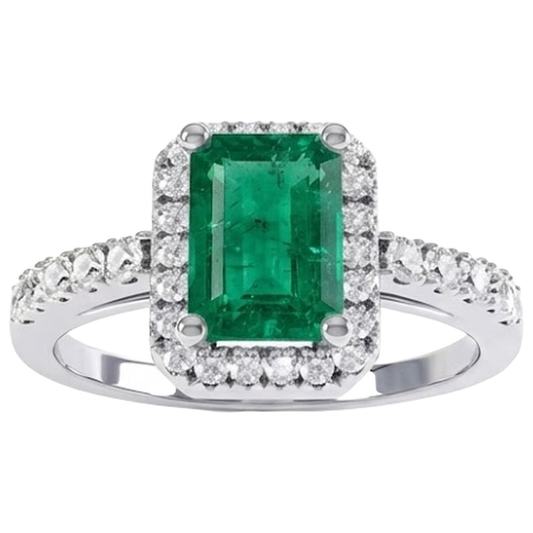 natural round emerald 4.40ct ring side angle