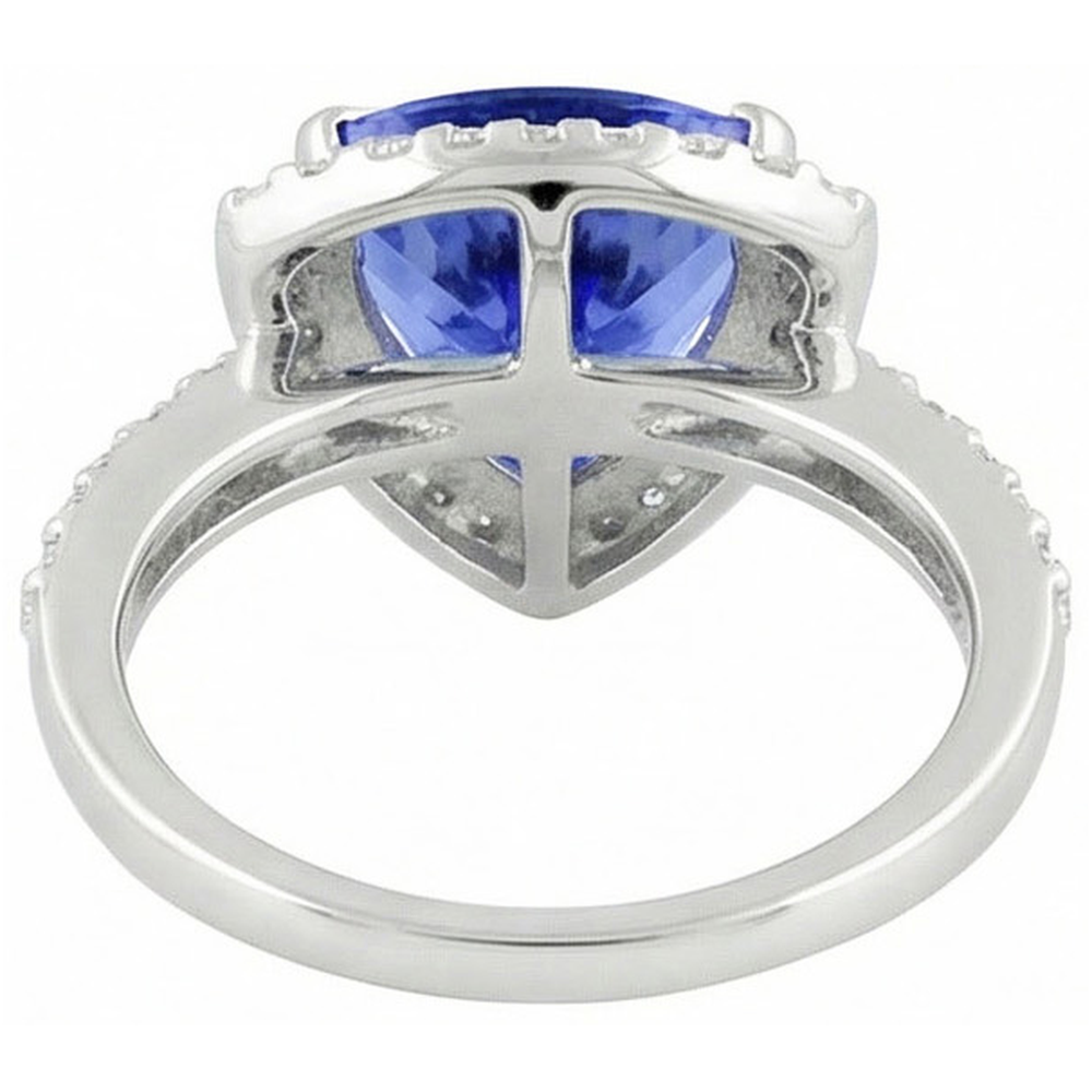 4.45 Ct. Trillion Sri Lankan Sapphire Natural Earth Mined DIAMOND ( NOT LAB GROWN ) Ring Solitaire Accents