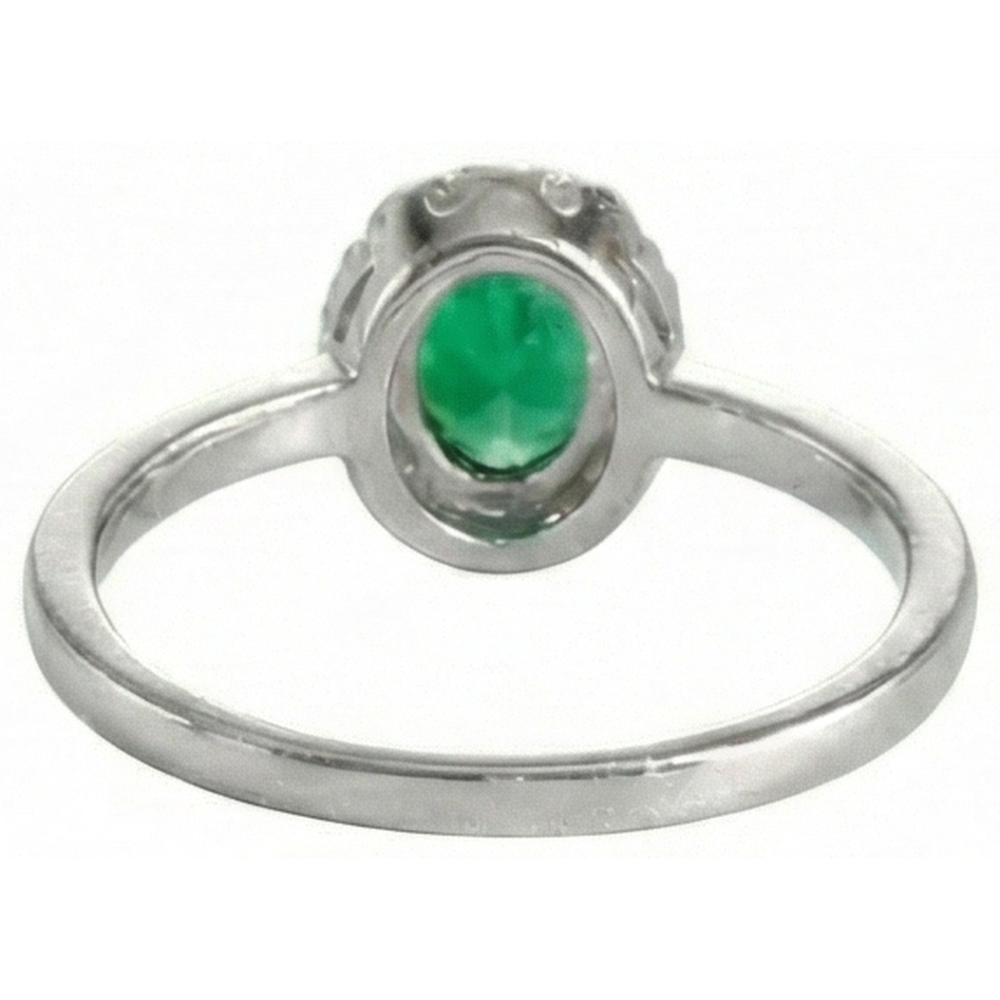 4.50 Carats Oval Green Emerald Gemstone And Natural Earth Mined Diamond Ring White Gold 14K