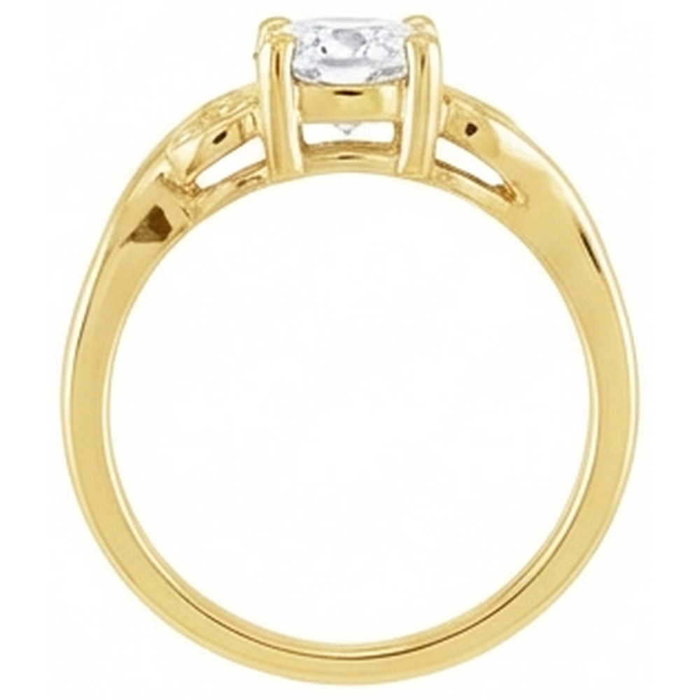 Old Mine Cut Fine Diamond ring in 14K Yellow Gold – profile view