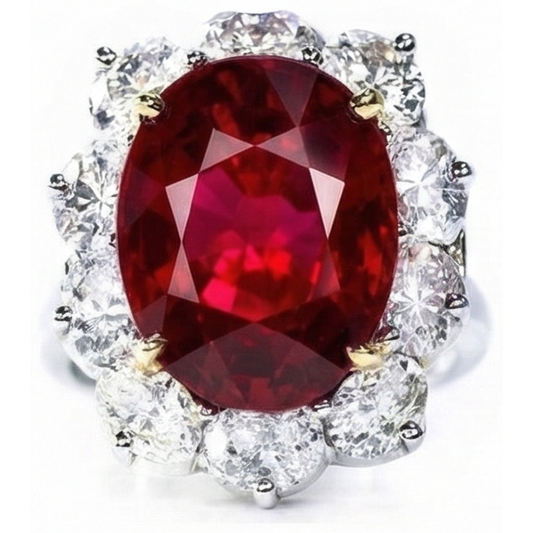 4.55 Carats Ruby And Natural Earth Mined DIAMOND ( NOT LAB GROWN ) Ring Women Jewellery Gold 14K
