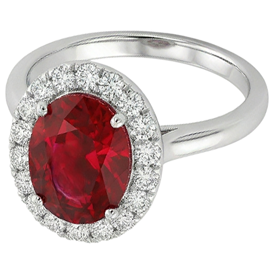 natural round ruby 4.55ct ring side angle