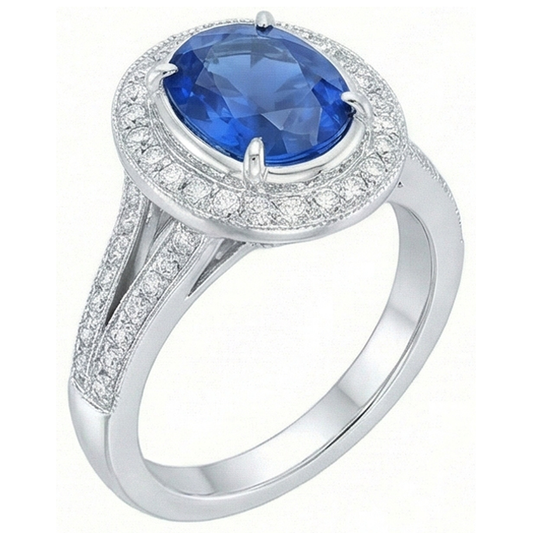 natural round sapphire 4.60ct ring side angle