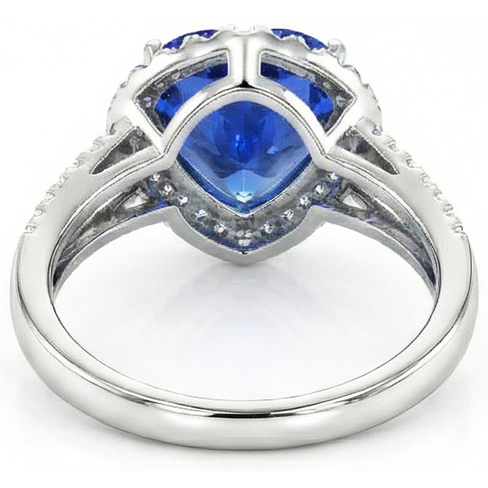 4.60 Ct Ceylon Blue Sapphire Natural Earth Mined DIAMOND ( NOT LAB GROWN )s Ring White Gold 14K