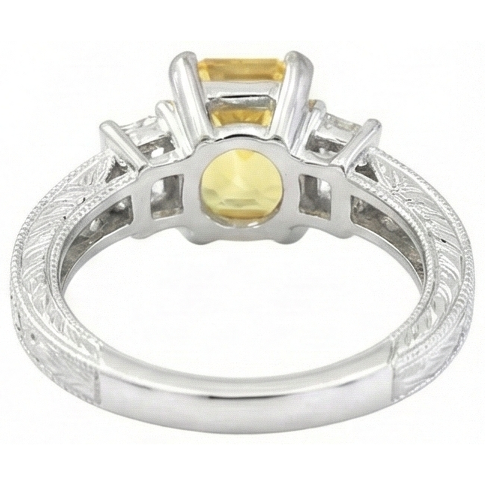 natural round sapphire 4.75ct ring on white background