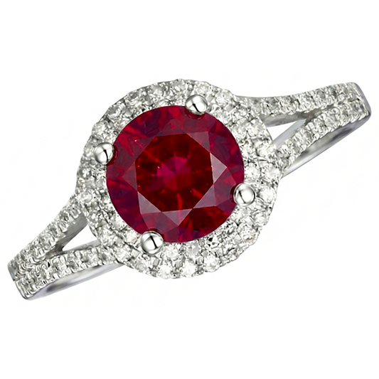 natural round ruby 4.80ct ring front view
