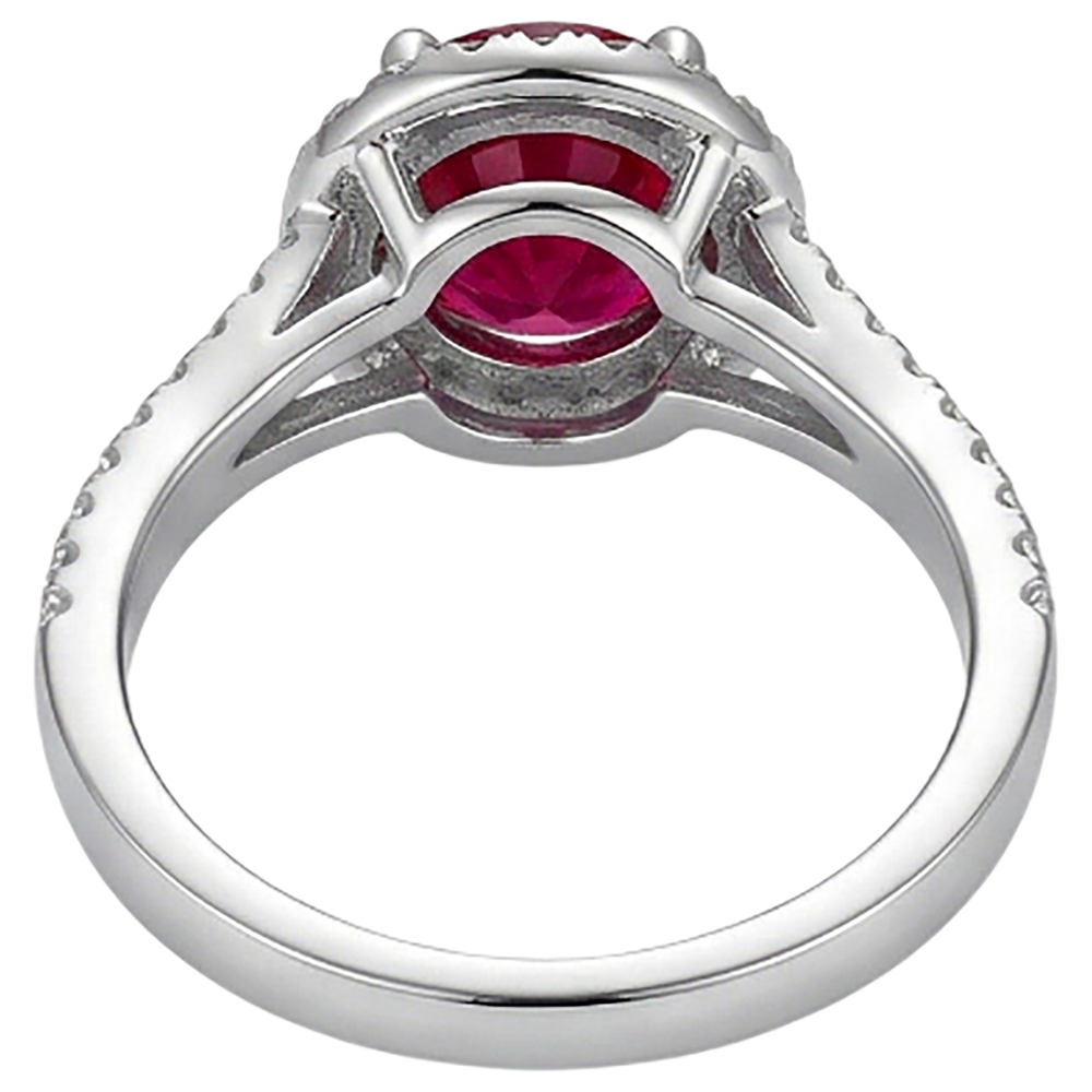 natural round ruby 4.80ct ring on white background