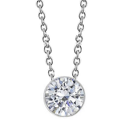 4 Carat Big Natural Diamond Necklace Pendant Slide Jewelry Bezel Set Gold 14K