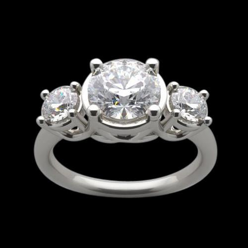 4 Carat Lucida Natural Diamond Three Stone Ring Engagement White