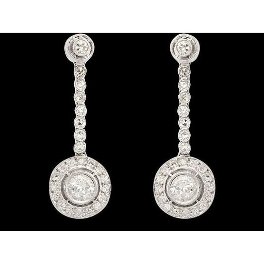 4 Carat Real Diamonds Dangle Earring Hanging White Gold Earring