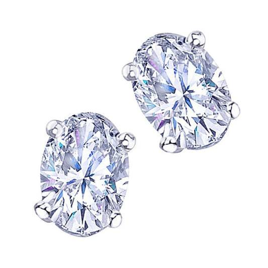 4 Carat Vs1 Real Diamond Earring Pair Oval Diamond Stud Earring White Gold