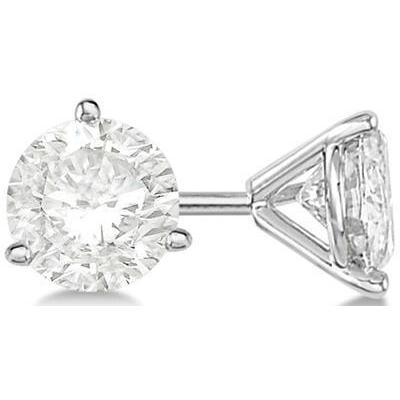 4 Carats 3 Prong Set Solitaire Round Natural Diamond Stud Earring