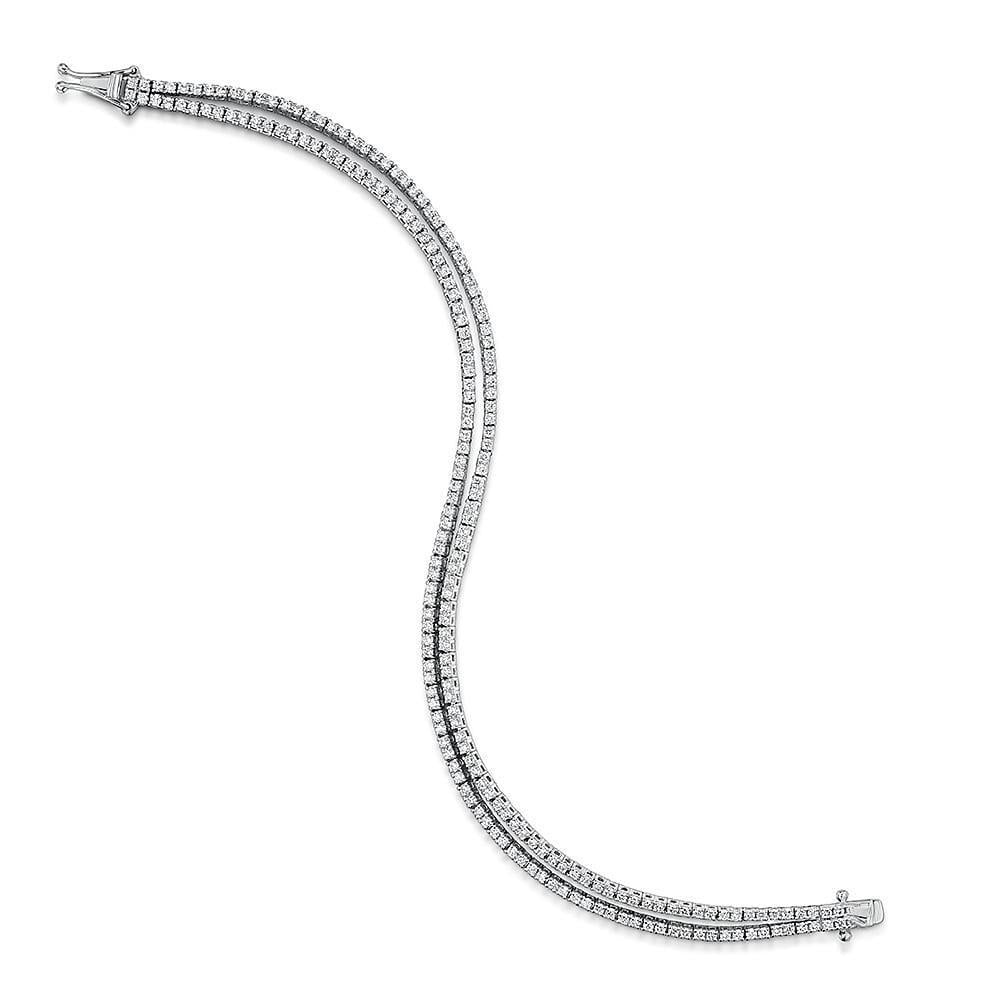4 Carats Double Row Genuine Sparkling Diamonds Women Bracelet Wg 14K