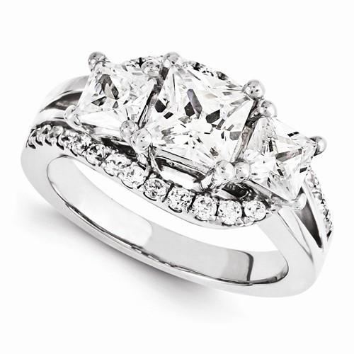 4 Carats Genuine Diamond Engagement Fancy Three Stone Ring New