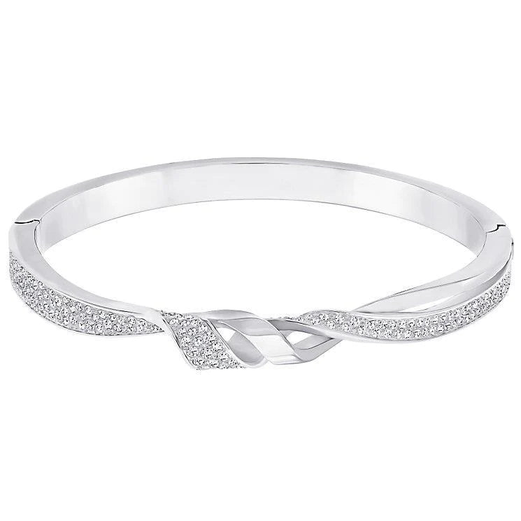 4 Carats Gorgeous Round Real Diamonds Ladies Bangle White Gold
