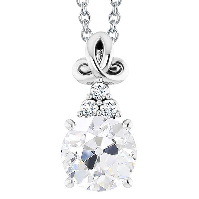 4 Carats Ladies Real Diamond Slide Pendant Old Miner Infinity Style Bail