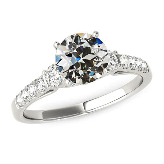 4 Carats Round Old Mine Cut Real Natural Earth Mined Diamond Ring Gold Women's Jewellery