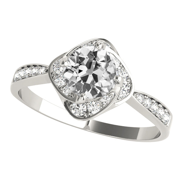 4 Carats Round Old Miner Real Diamond Engagement Ring Floral Style Jewelry
