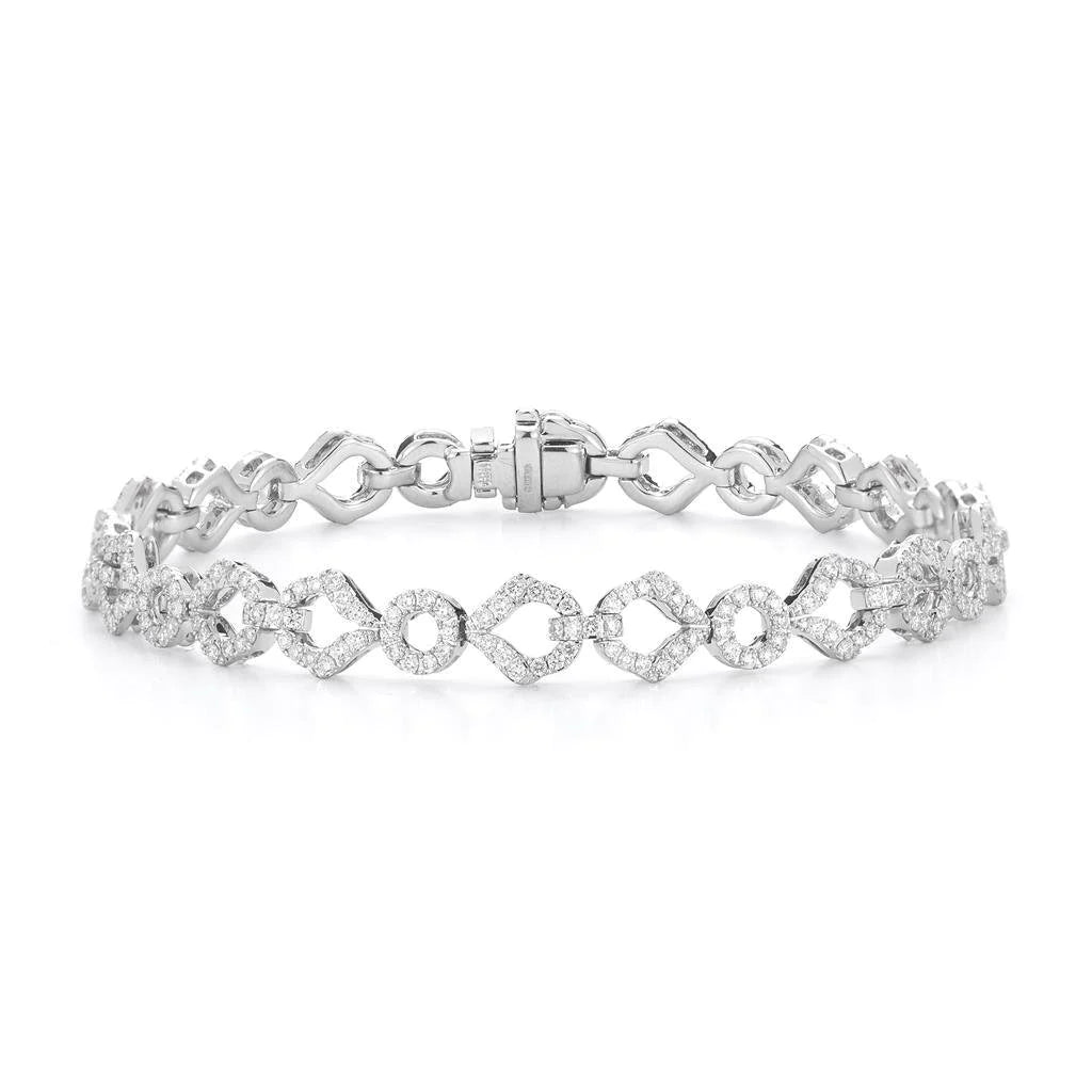 4 Carats Round Pave Setting Natural Diamond Open Link Bracelet Solid Gold 14K