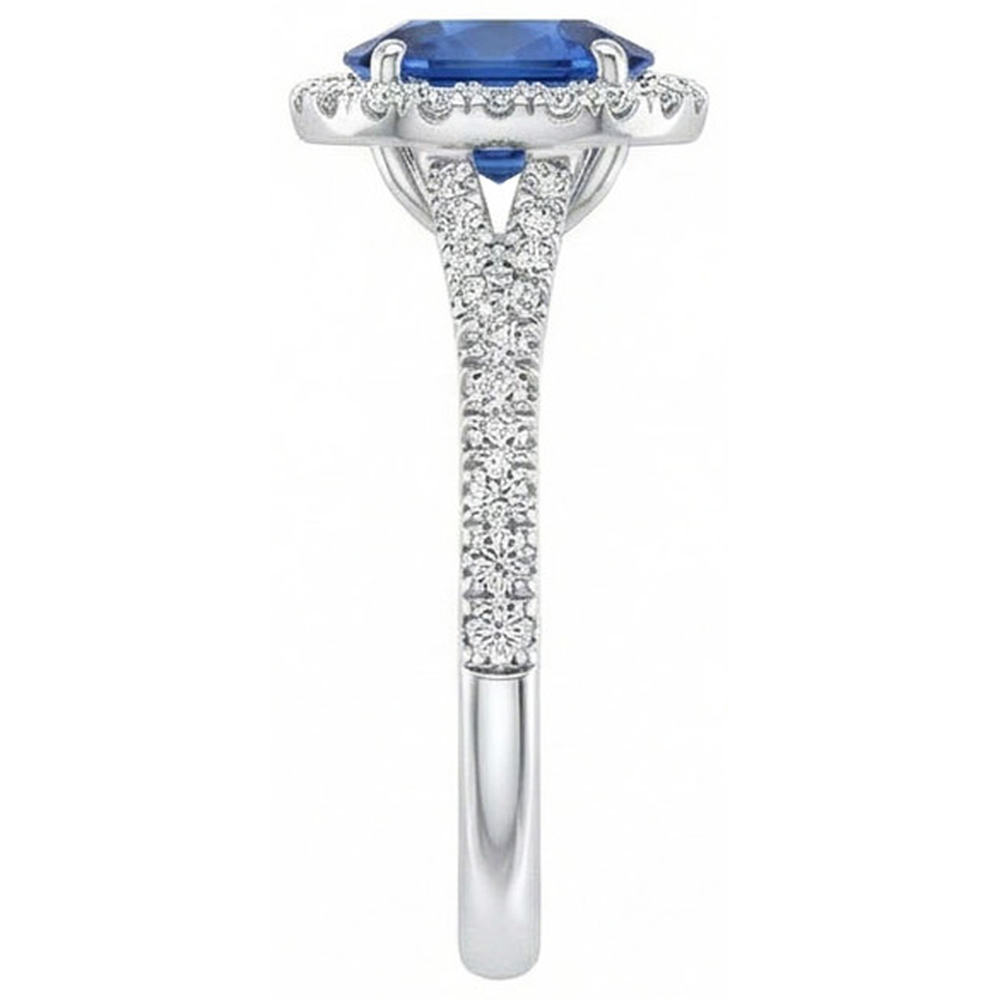 4 Carats Sri Lankan Sapphire Natural Earth Mined DIAMOND ( NOT LAB GROWN )s Ring Prong Set White Gold 14K