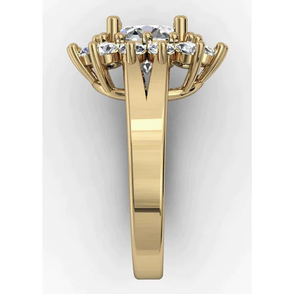 4 Ct Cathedral Setting Round Genuine Diamond Wedding Ring Yellow Gold