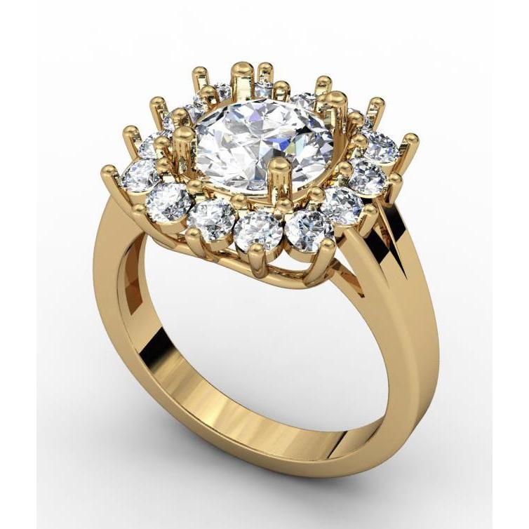 4 Ct Cathedral Setting Round Genuine Diamond Wedding Ring Yellow Gold