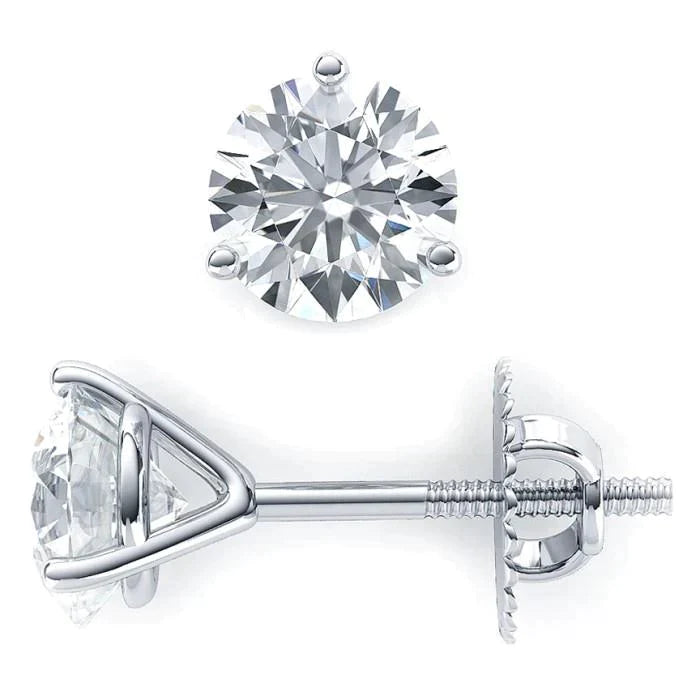 4 Ct Natural Diamond Screw Backs Earrings