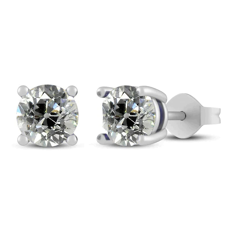 4 Ct Natural Earth Mined Diamond Gold Earrings Basket Set
