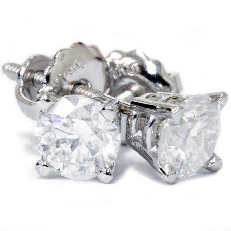 4 Ct Real Diamonds Stud Earrings Gold White