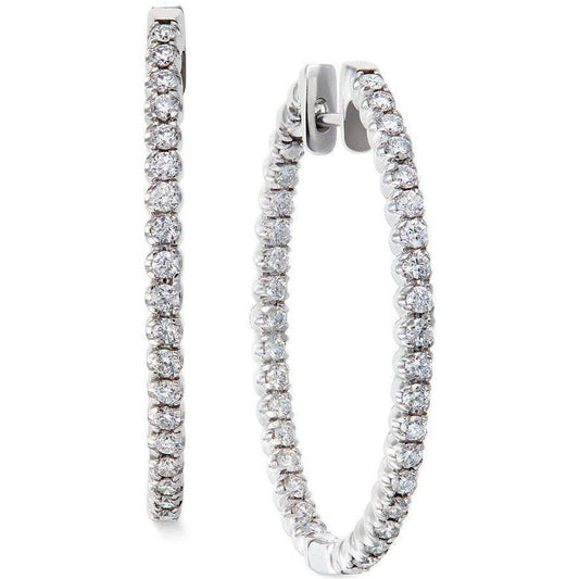 4 Ct Real Round Diamond Ladies Hoop Earring White
